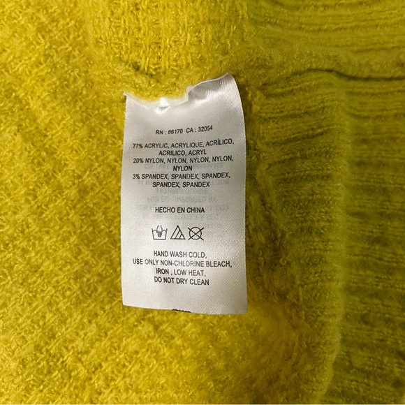 Anthropologie Saturday Sunday Chartreuse Crewneck Waffle Knit Sweater - Picture 8 of 9